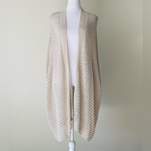 Max Studio Beige Open Weave Lightweight Cardigan NWT Size 2X - Picture 5 of 11